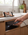 Using the endoscope under a kitchen sink with live phone view