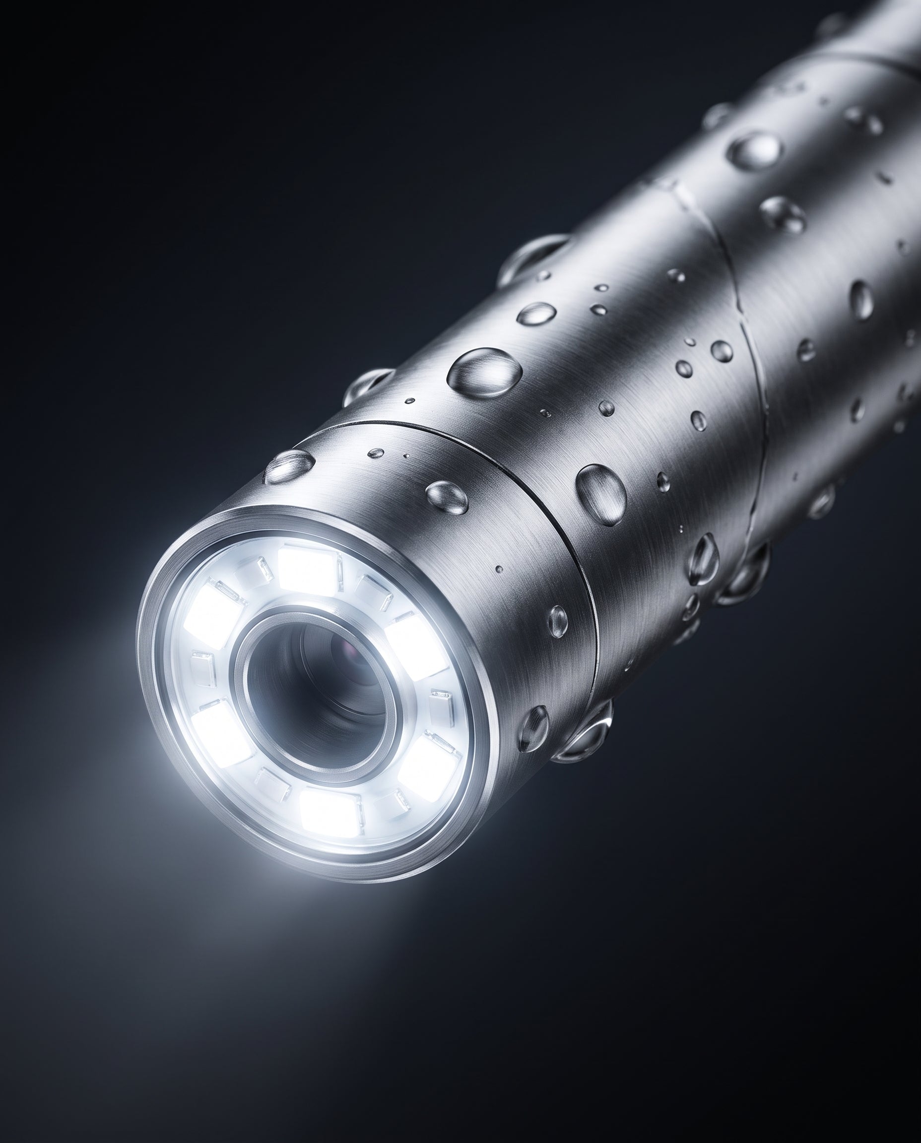 Close-up of the waterproof LED camera tip